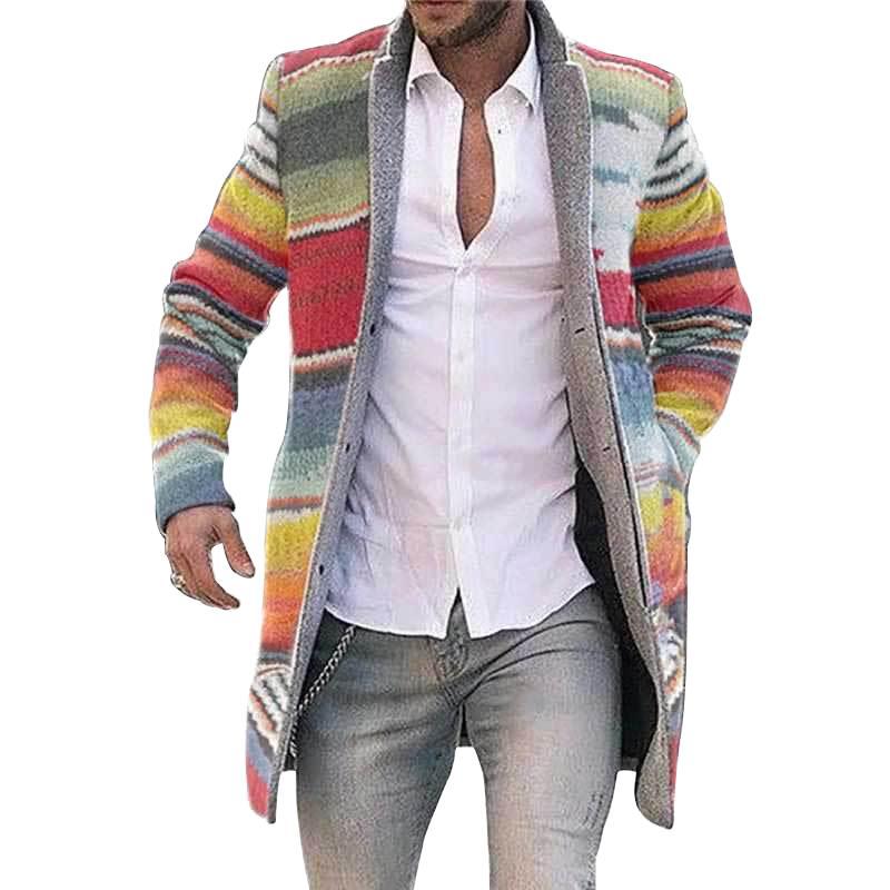 Men's Printed Long Sleeve Trench Coat – Casual Street Style