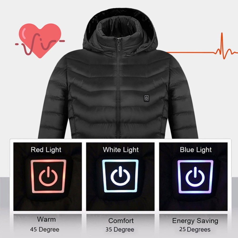 USB Electric Heated Jacket for Men – Zip-Up Thermal Winter Coat