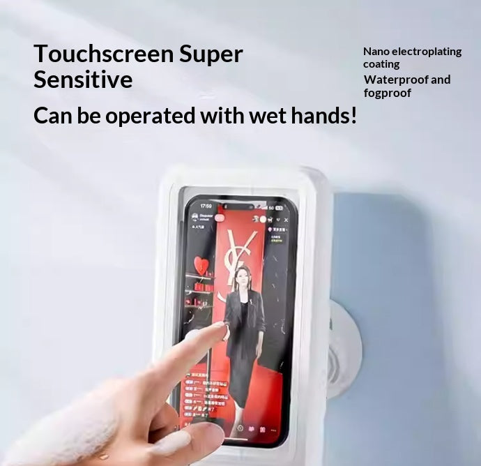 Waterproof Bathroom Phone Holder with Bluetooth Speaker – 360° Rotating TV Stand