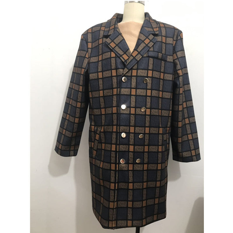 Men's Mid-Length Plaid Woolen Coat – Classic Premium Outerwear