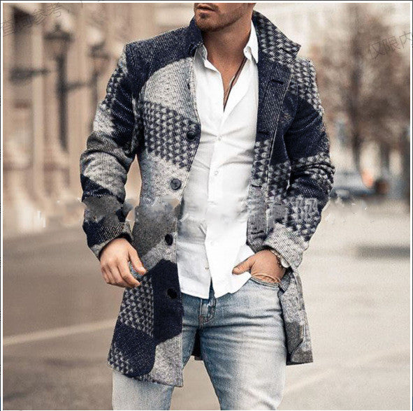 Men's Casual Fashion Trench Jacket – Mid-Length Street Style