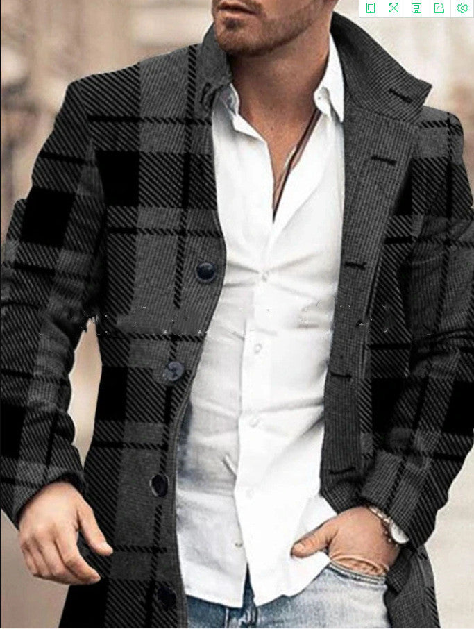 Men's Casual Fashion Trench Jacket – Mid-Length Street Style