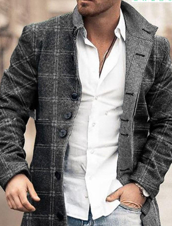 Men's Casual Fashion Trench Jacket – Mid-Length Street Style