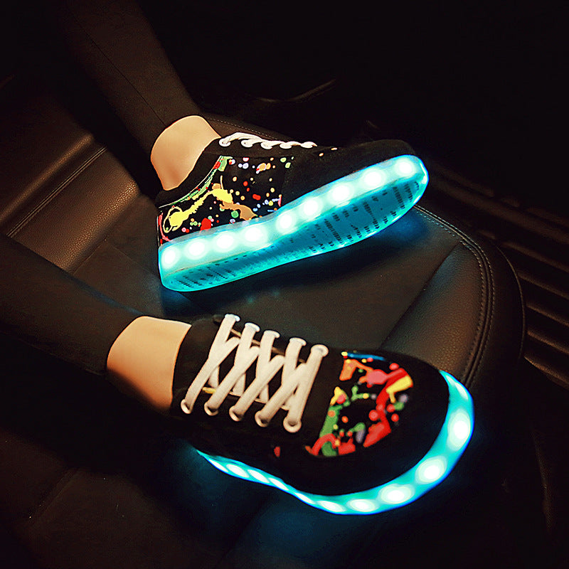 Couple Graffiti Low-cut Light Shoes USB Charging LED Lights Colorful Luminous Shoes