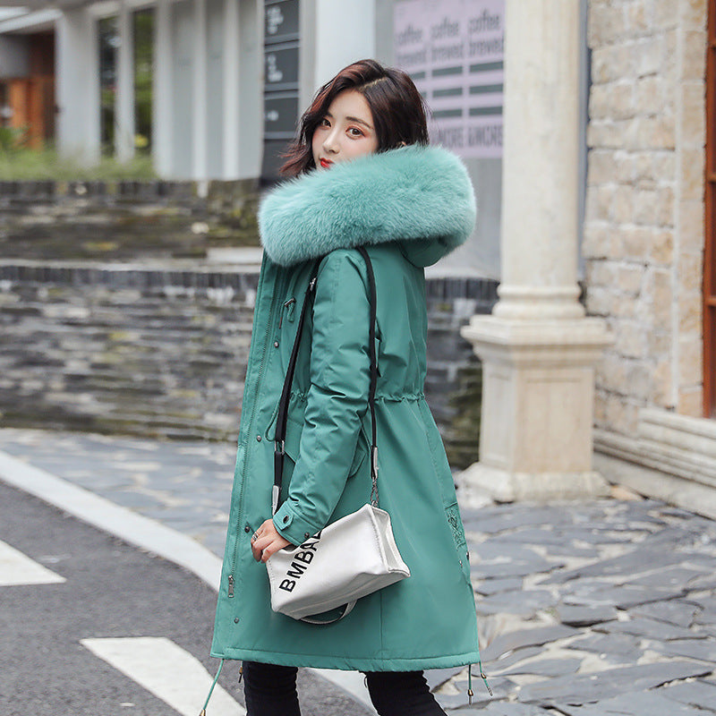 Women's Mid-Length Cotton Down Jacket – Lightweight Warm Coat