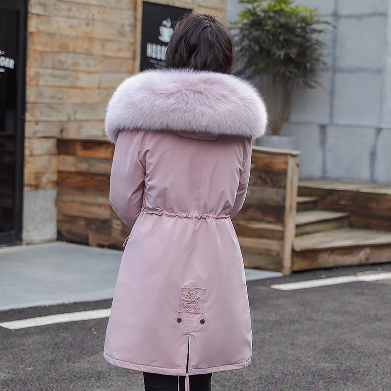 Women's Mid-Length Cotton Down Jacket – Lightweight Warm Coat