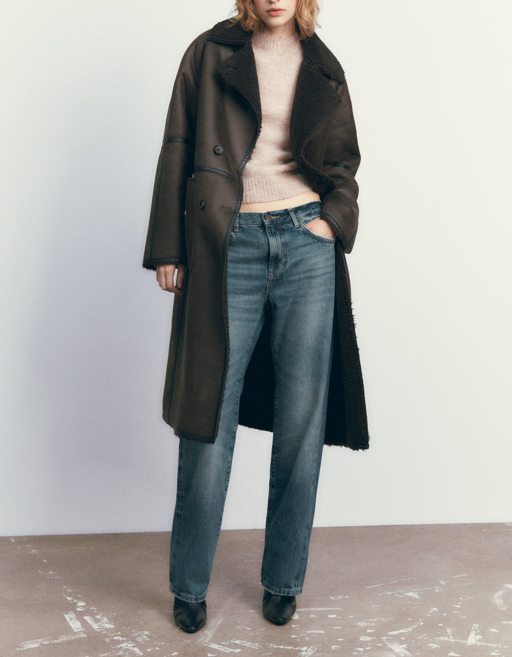 Women's Double-Breasted Trench Coat – Belted Mid-Length Winter Windbreaker
