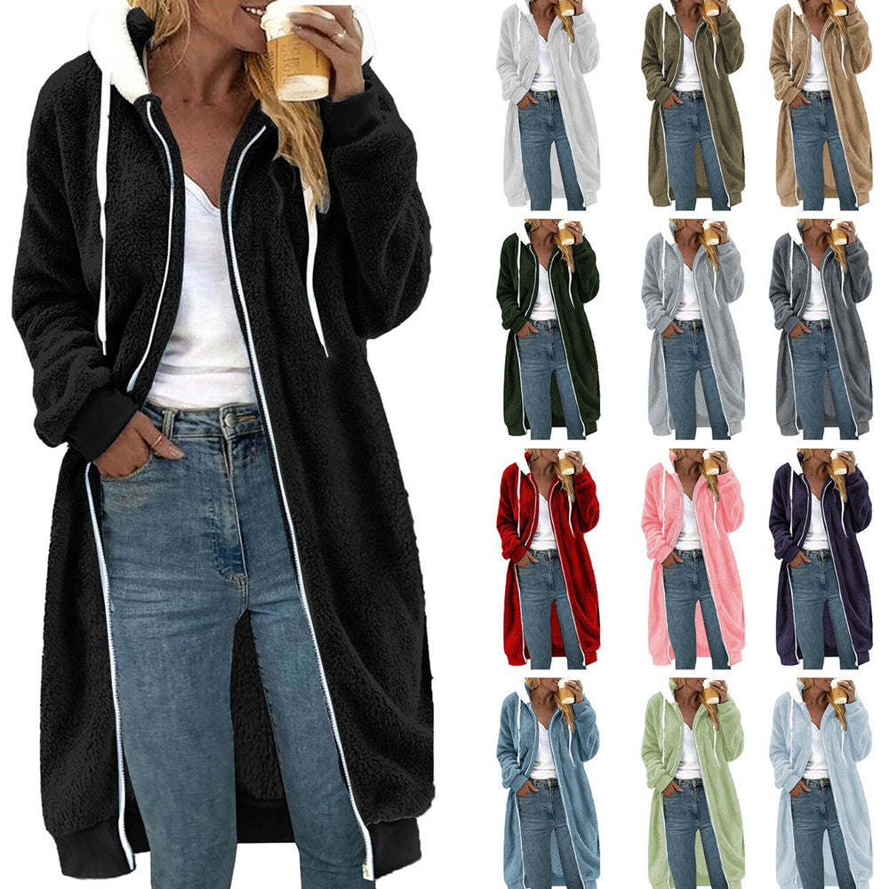 Women's Thick Plush Fur Hooded Coat – Warm Winter Outerwear