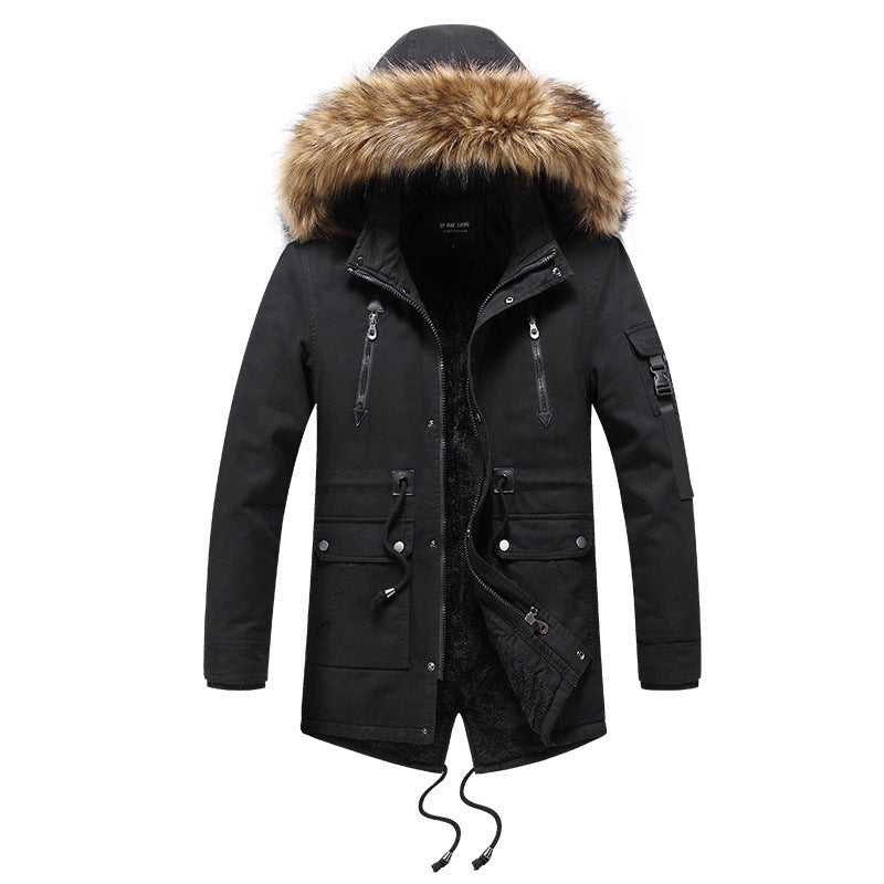 Men's mid-length padded trench coat