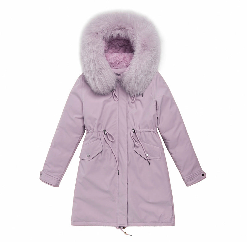 Women's Mid-Length Cotton Down Jacket – Lightweight Warm Coat