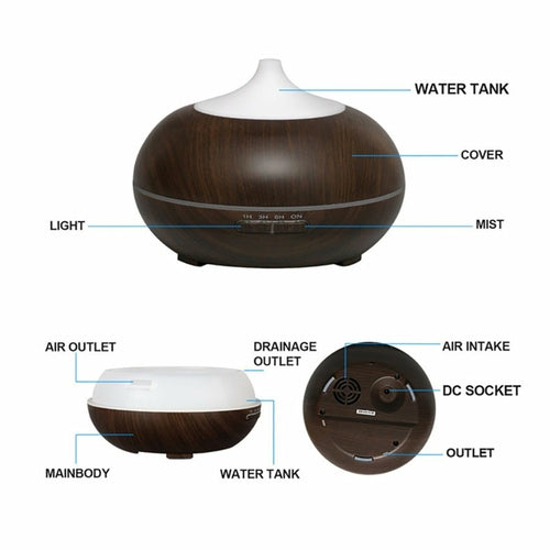 Mistyrious Essential Oil Humidifier – Natural Oak Wood Design