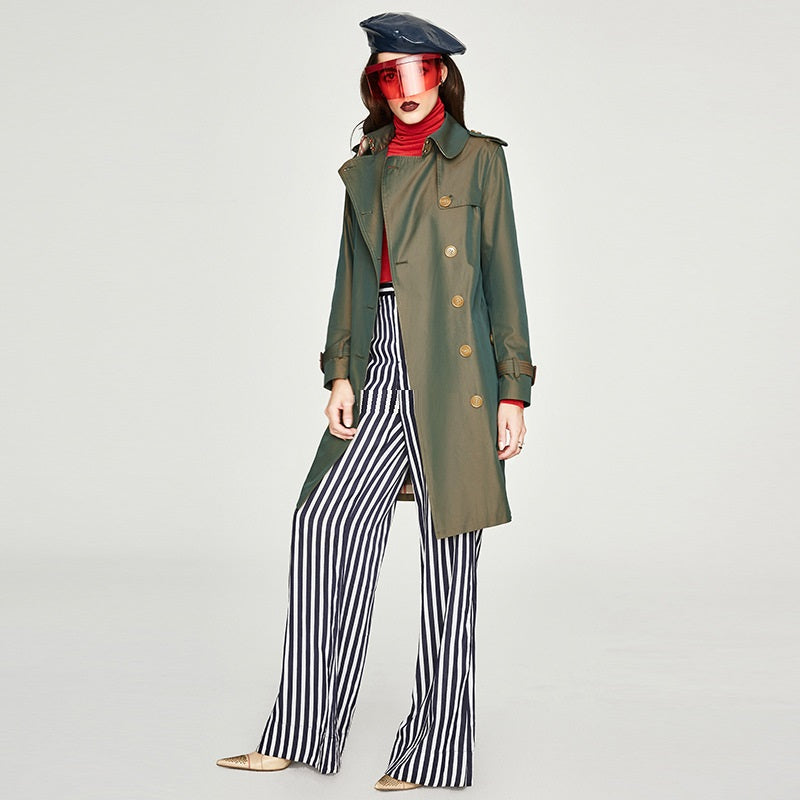 Women's Long Double-Breasted Trench Coat – Premium Designer Style