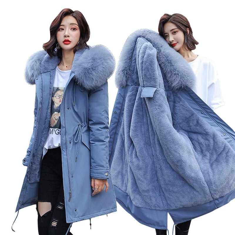 Women's Mid-Length Cotton Down Jacket – Lightweight Warm Coat