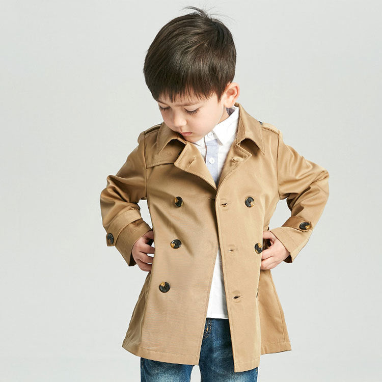 Kids' Boys Spring Trench Coat – Mid-Length Smart Outerwear