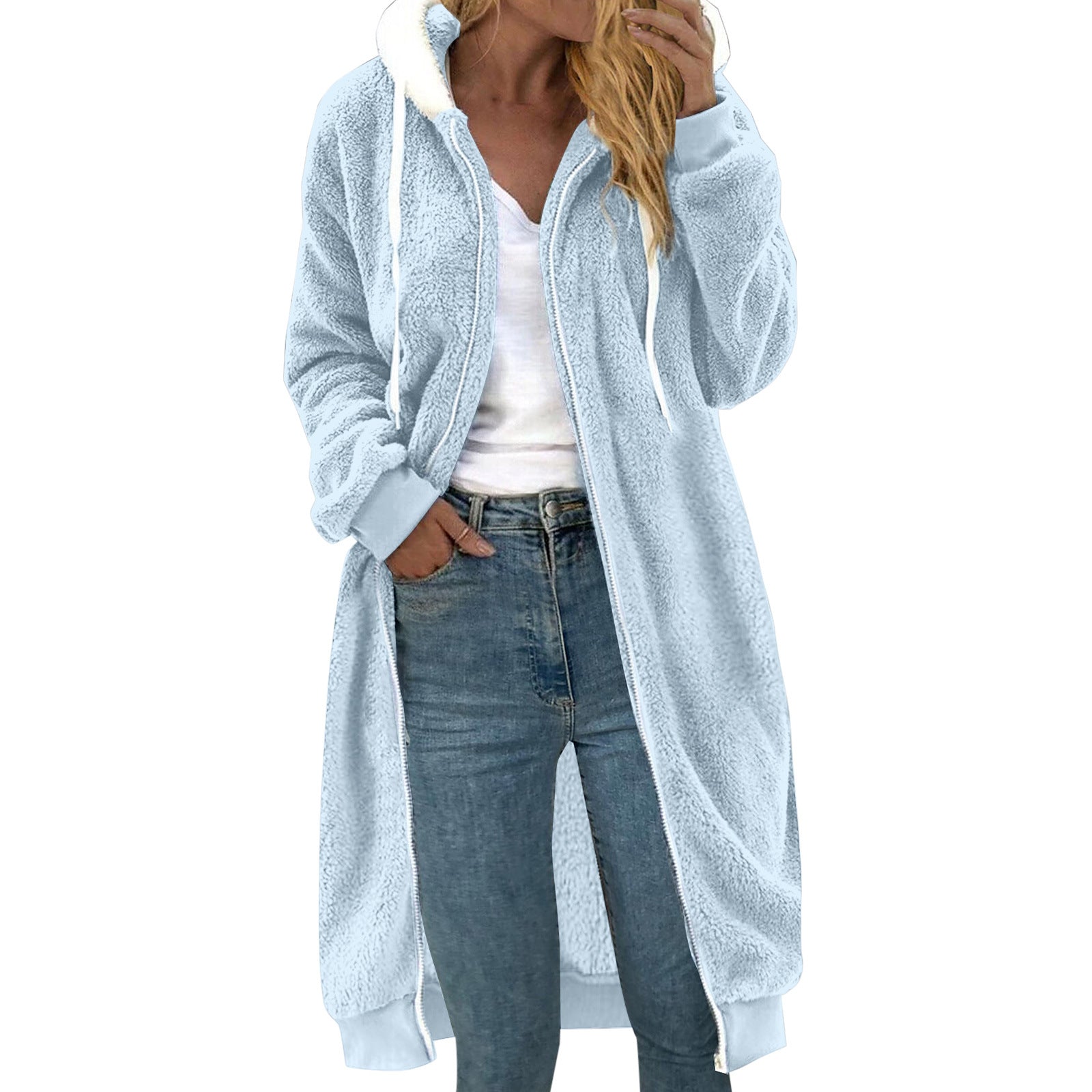Women's Thick Plush Fur Hooded Coat – Warm Winter Outerwear