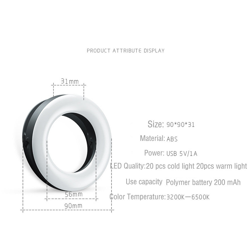 LED Selfie Ring Light – Portable Clip-On Phone Photography Light
