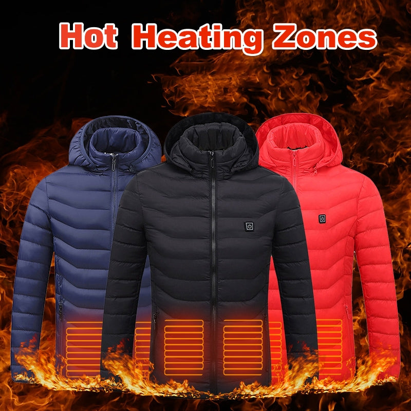USB Electric Heated Jacket for Men – Zip-Up Thermal Winter Coat