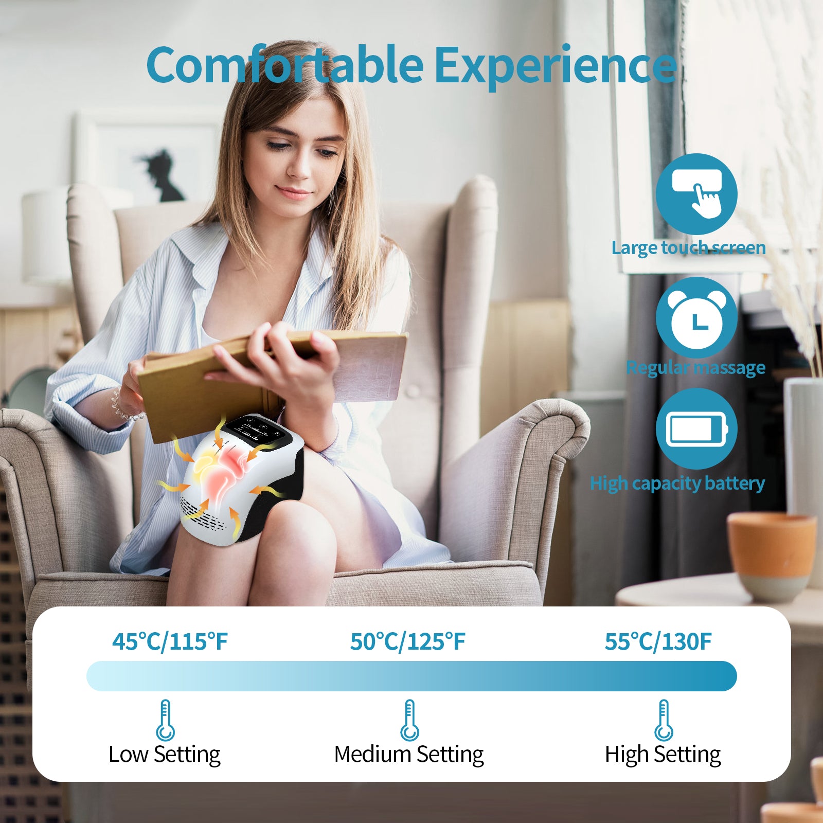 Intelligent Heated Knee Massager – Infrared Pain Relief Device
