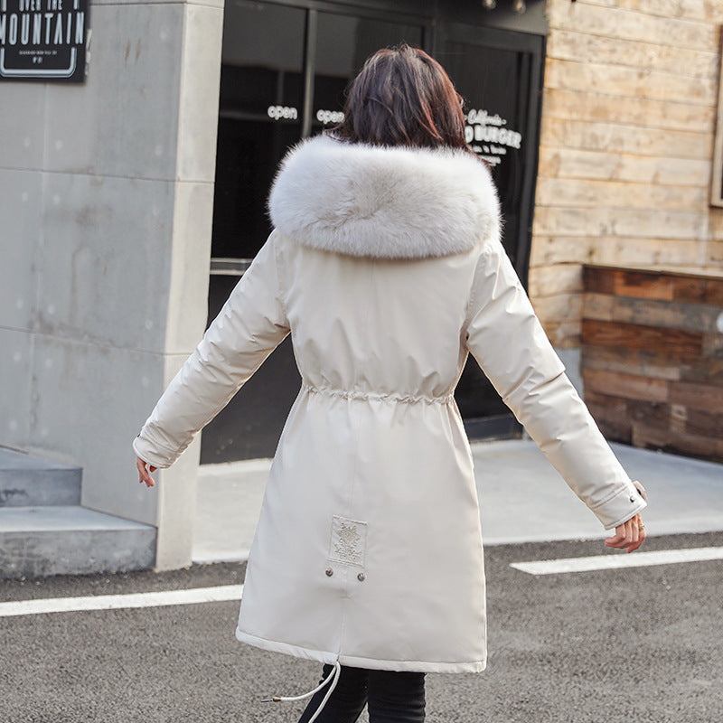 Women's Mid-Length Cotton Down Jacket – Lightweight Warm Coat