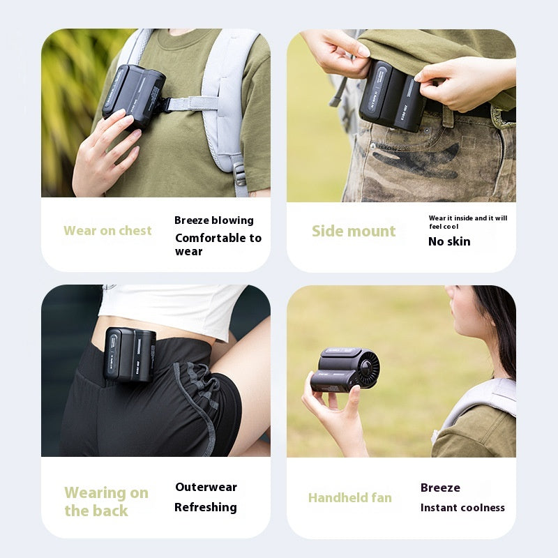 Portable Bladeless Neck & Waist Fan – USB Rechargeable Hands-Free Cooling Fan