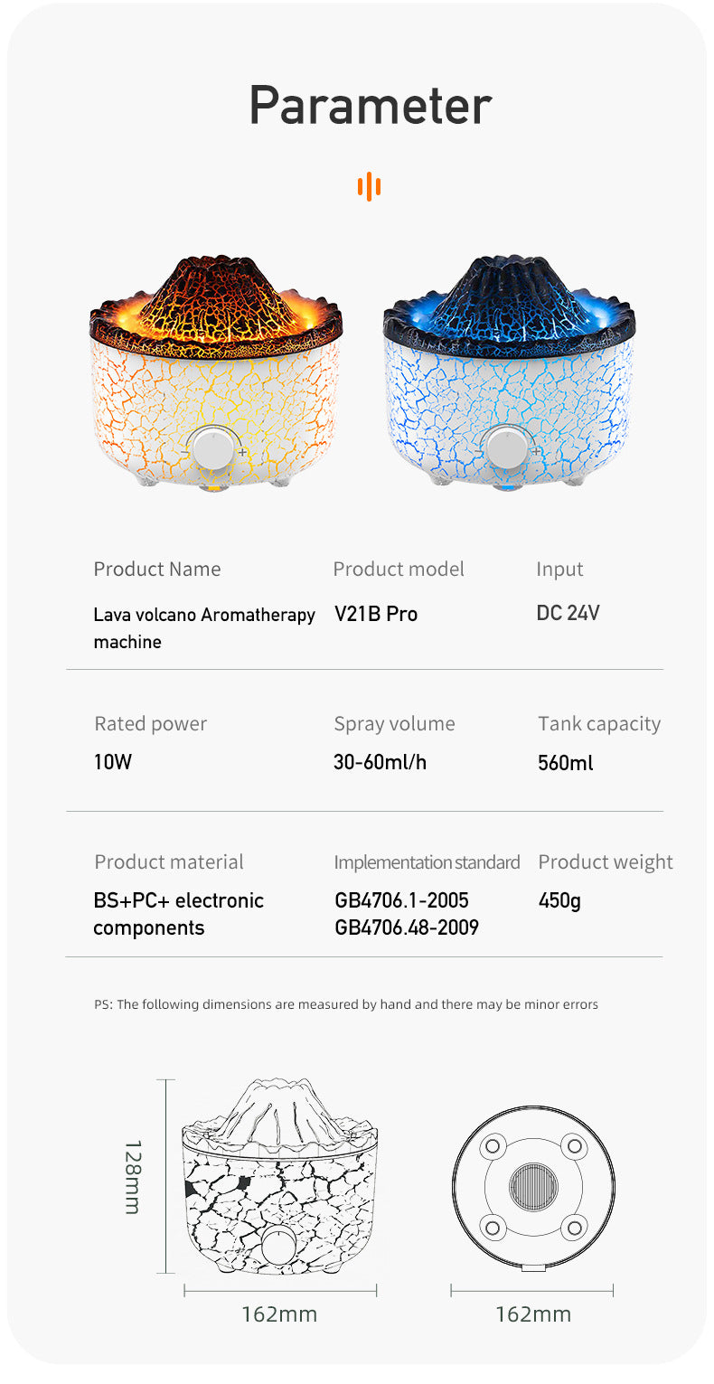 Volcano Humidifier – Aromatherapy Jellyfish Air Flame Diffuser
