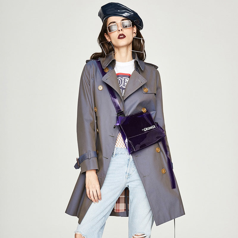 Women's Long Double-Breasted Trench Coat – Premium Designer Style