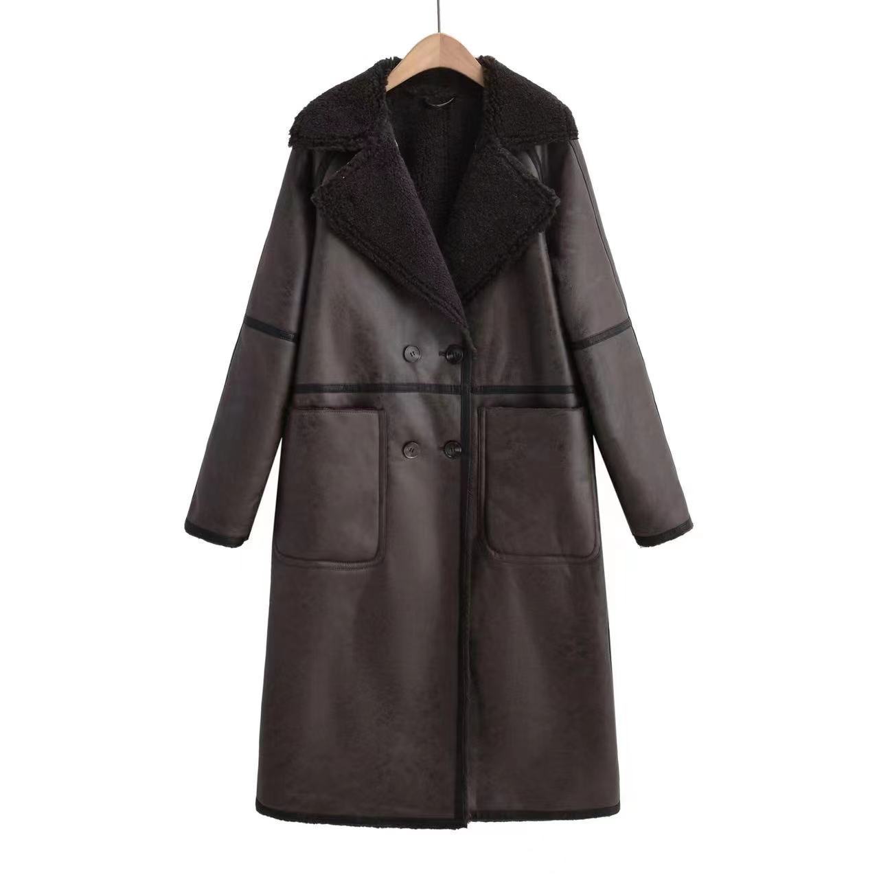 Women's Double-Breasted Trench Coat – Belted Mid-Length Winter Windbreaker