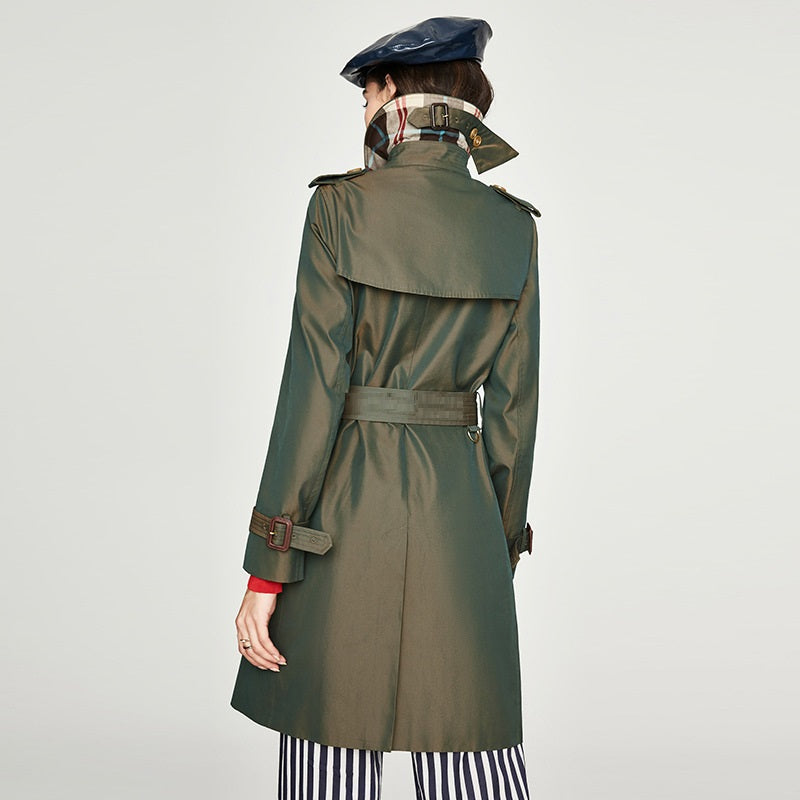 Women's Long Double-Breasted Trench Coat – Premium Designer Style