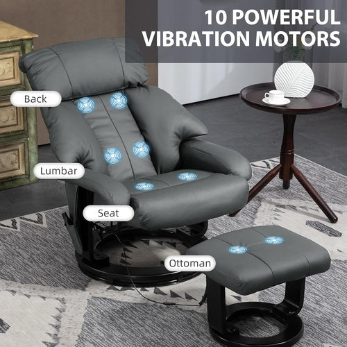 360° Swivel Massage Recliner Chair with Ottoman