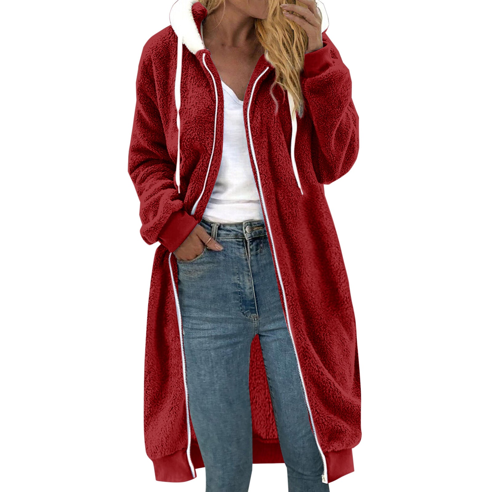 Women's Thick Plush Fur Hooded Coat – Warm Winter Outerwear