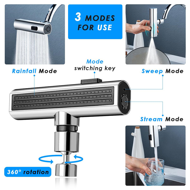 360° Rotating Kitchen Faucet Bubbler – Splash-Proof Waterfall Tap Nozzle