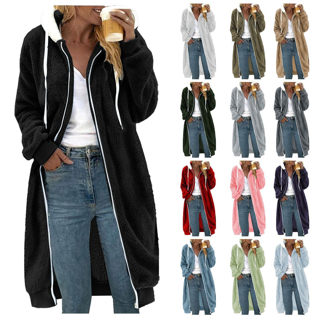 Women's Thick Plush Fur Hooded Coat – Warm Winter Outerwear