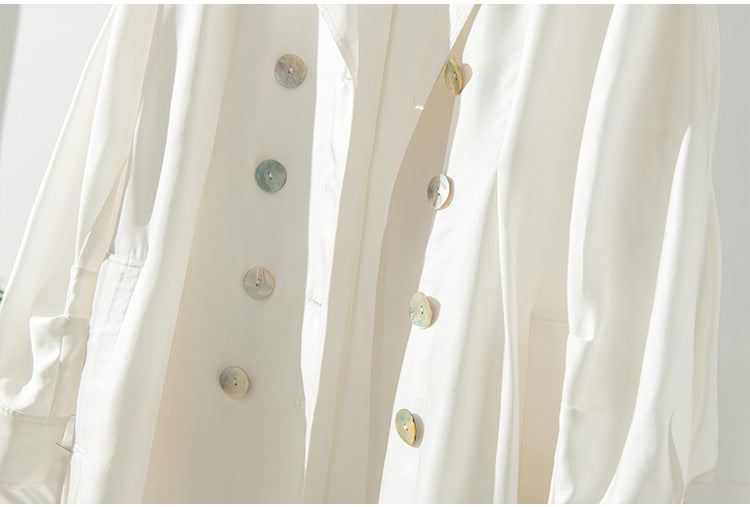 Women's Over-the-knee Mid-length Trench Coat With Silk Waist