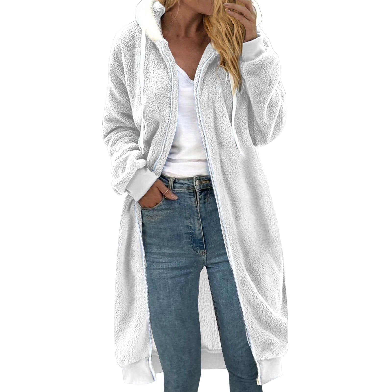 Women's Thick Plush Fur Hooded Coat – Warm Winter Outerwear