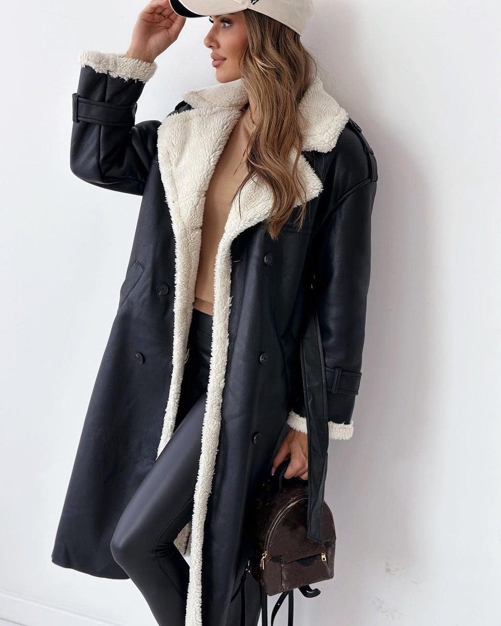 Women's Double-Breasted Trench Coat – Belted Mid-Length Winter Windbreaker