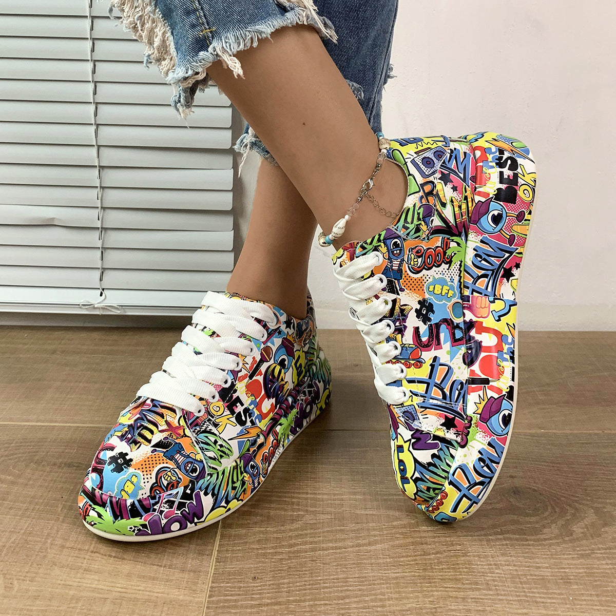 Women's Fashion Platform Casual Shoes Painted Sneakers