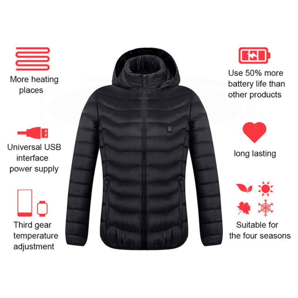 USB Electric Heated Jacket for Men – Zip-Up Thermal Winter Coat