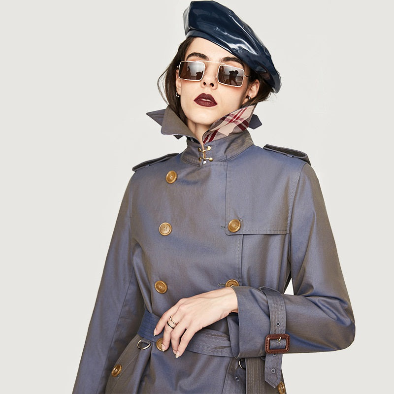 Women's Long Double-Breasted Trench Coat – Premium Designer Style