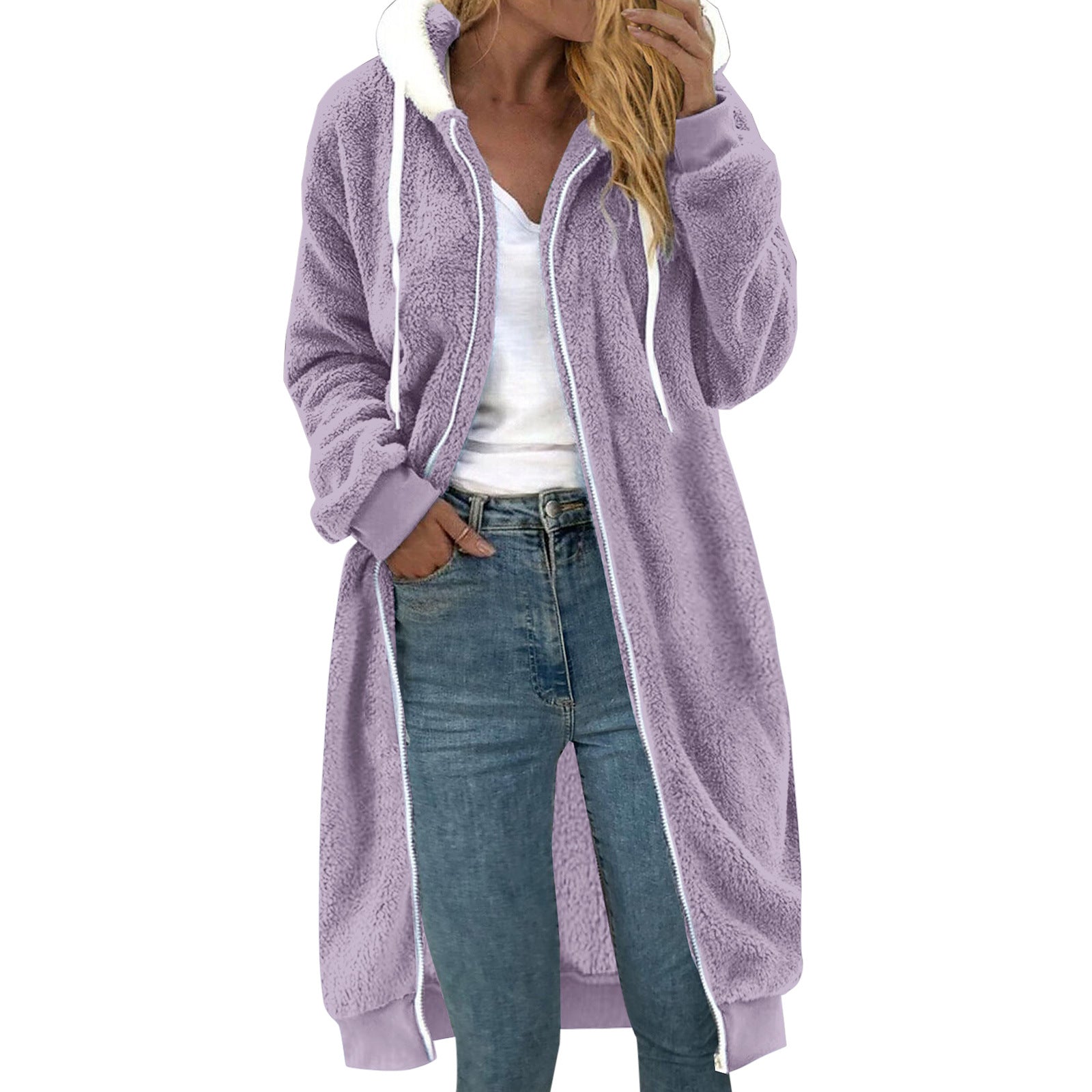 Women's Thick Plush Fur Hooded Coat – Warm Winter Outerwear