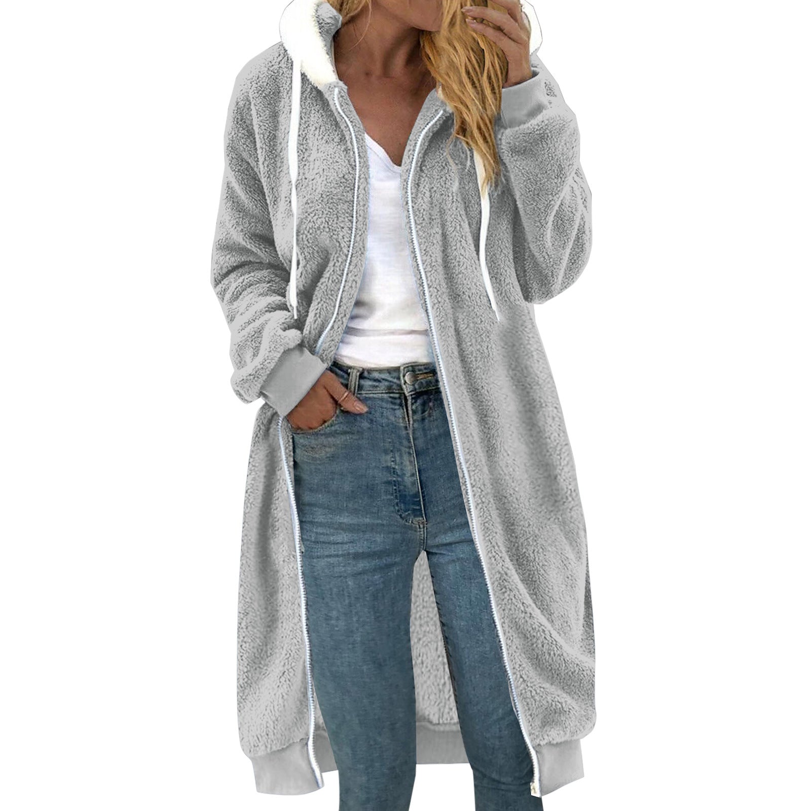 Women's Thick Plush Fur Hooded Coat – Warm Winter Outerwear