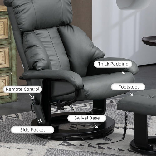 360° Swivel Massage Recliner Chair with Ottoman