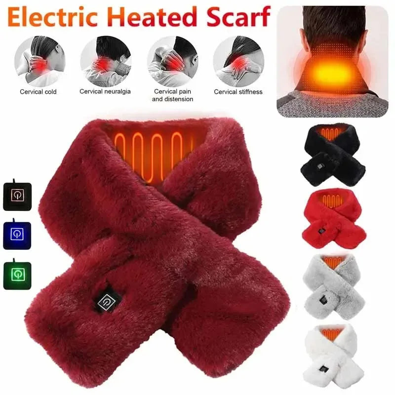 USB Electric Heated Neck Scarf – 3-Temperature Warming Pad for Men & Women