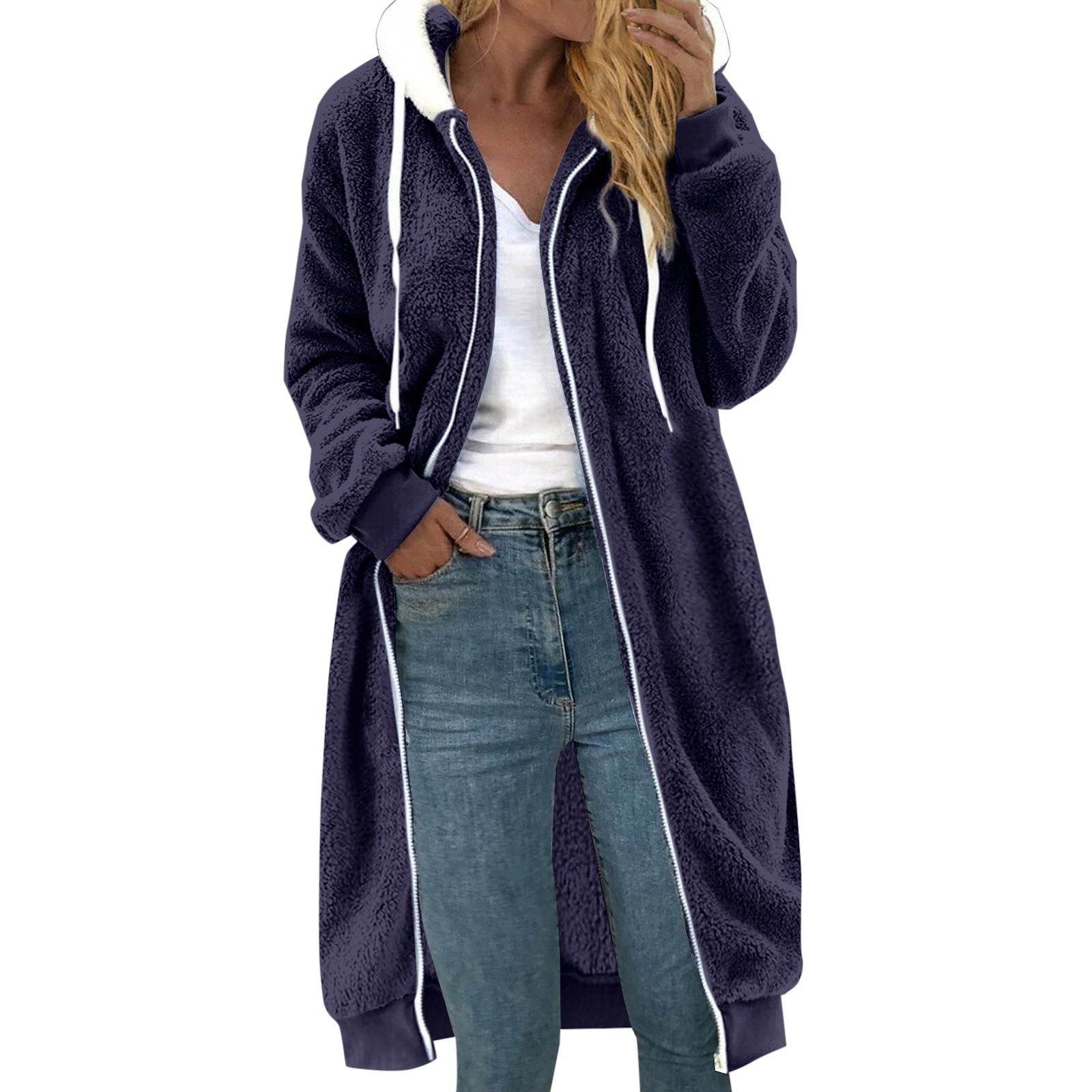 Women's Thick Plush Fur Hooded Coat – Warm Winter Outerwear