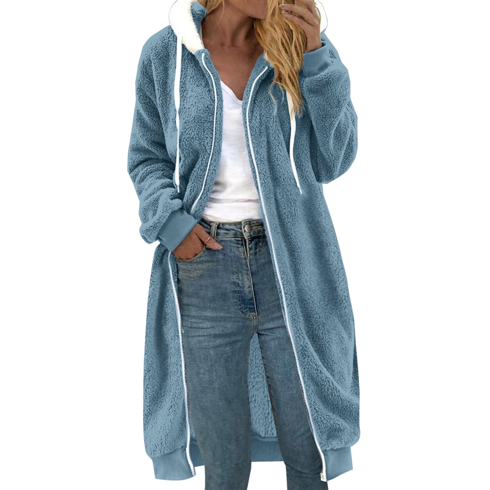 Women's Thick Plush Fur Hooded Coat – Warm Winter Outerwear