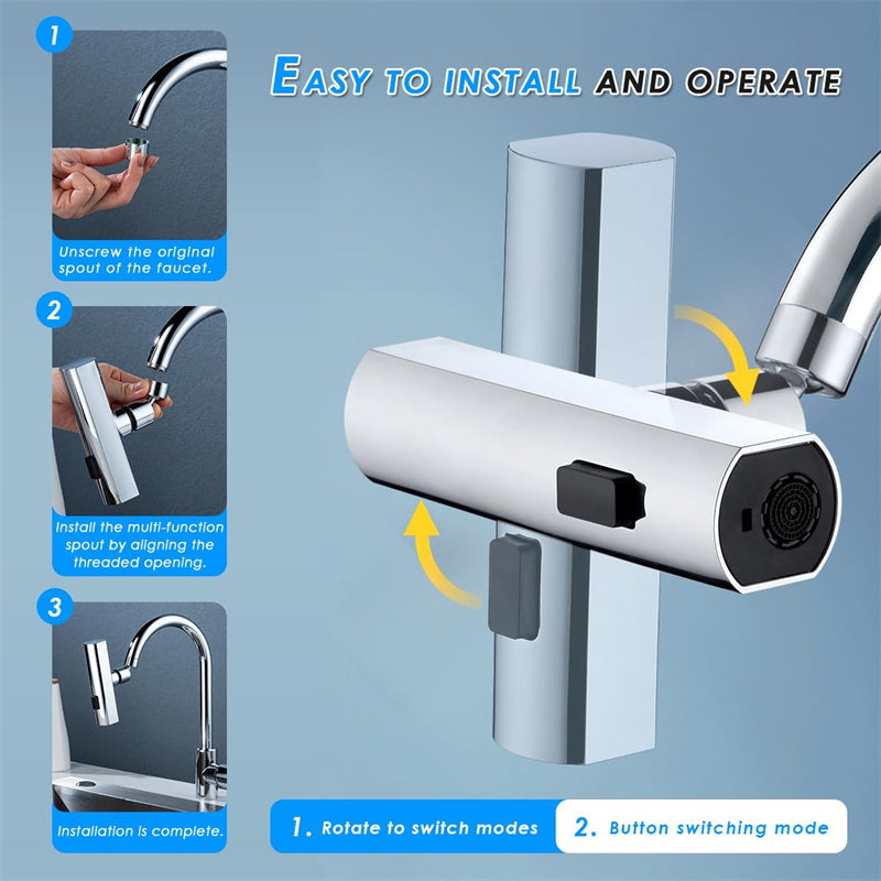 360° Rotating Kitchen Faucet Bubbler – Splash-Proof Waterfall Tap Nozzle