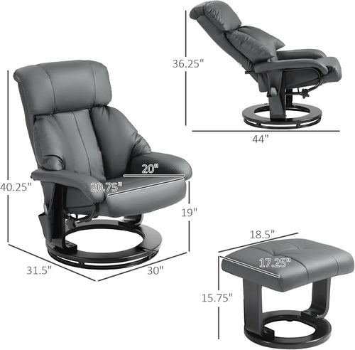 360° Swivel Massage Recliner Chair with Ottoman