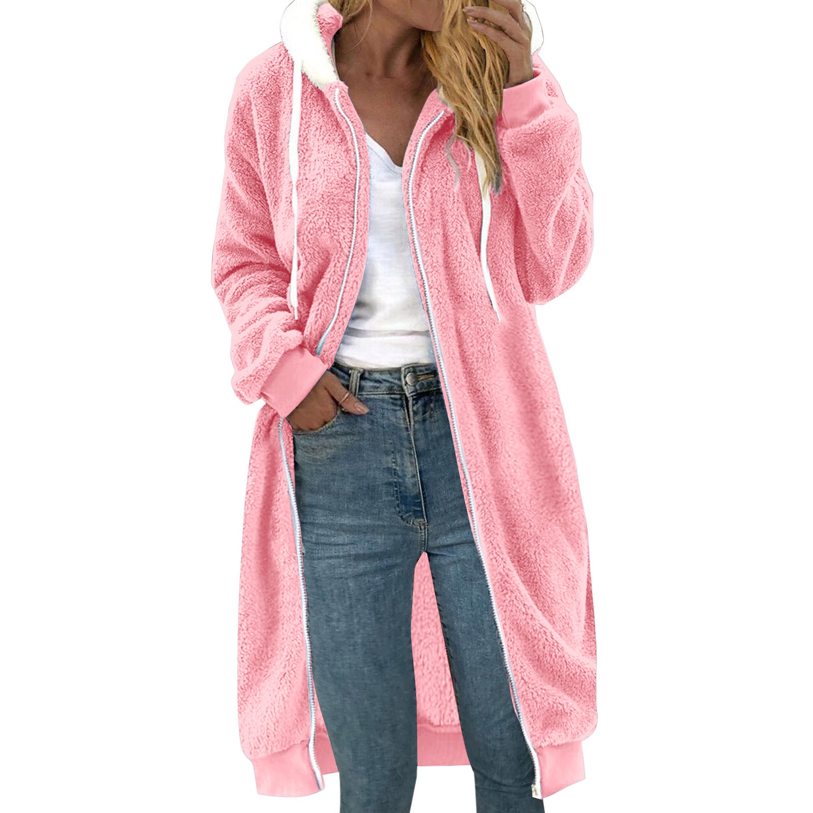 Women's Thick Plush Fur Hooded Coat – Warm Winter Outerwear