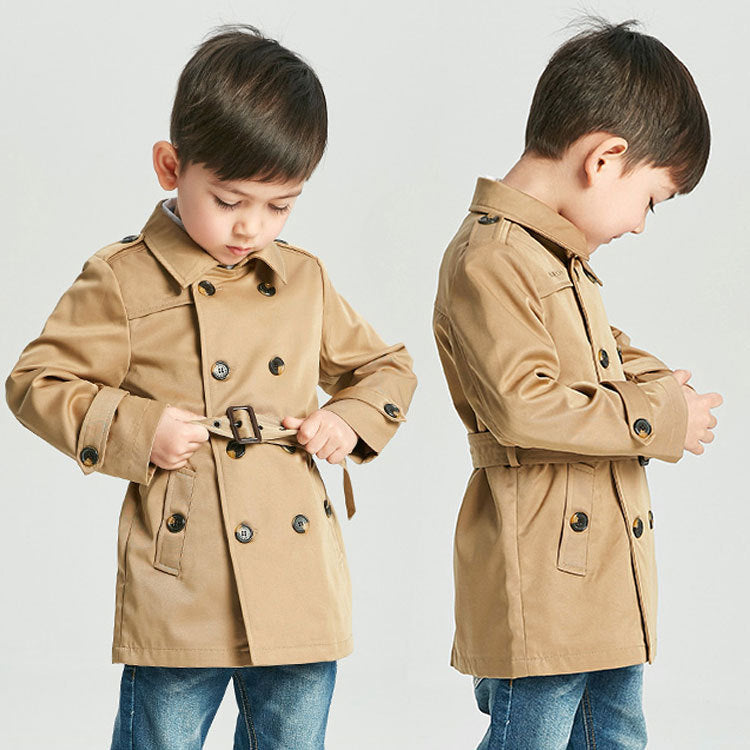 Kids' Boys Spring Trench Coat – Mid-Length Smart Outerwear