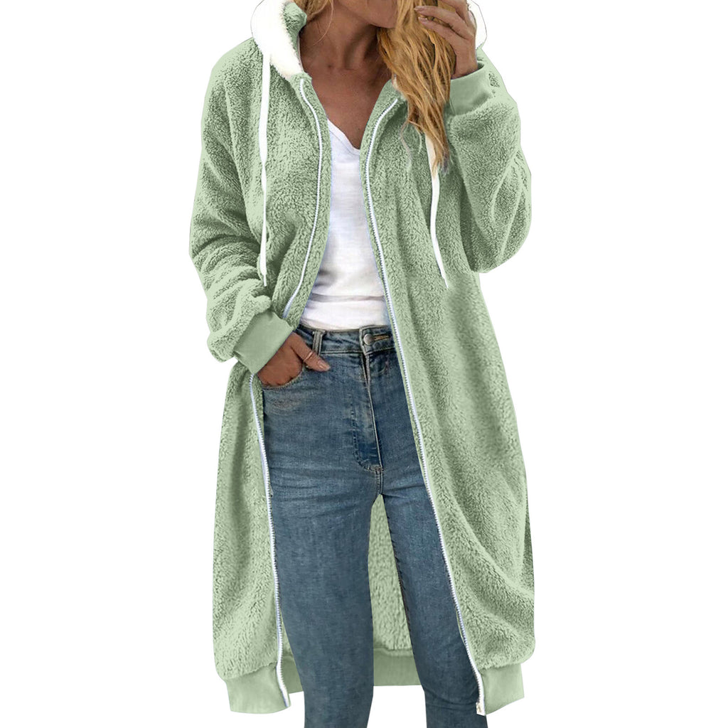 Women's Thick Plush Fur Hooded Coat – Warm Winter Outerwear