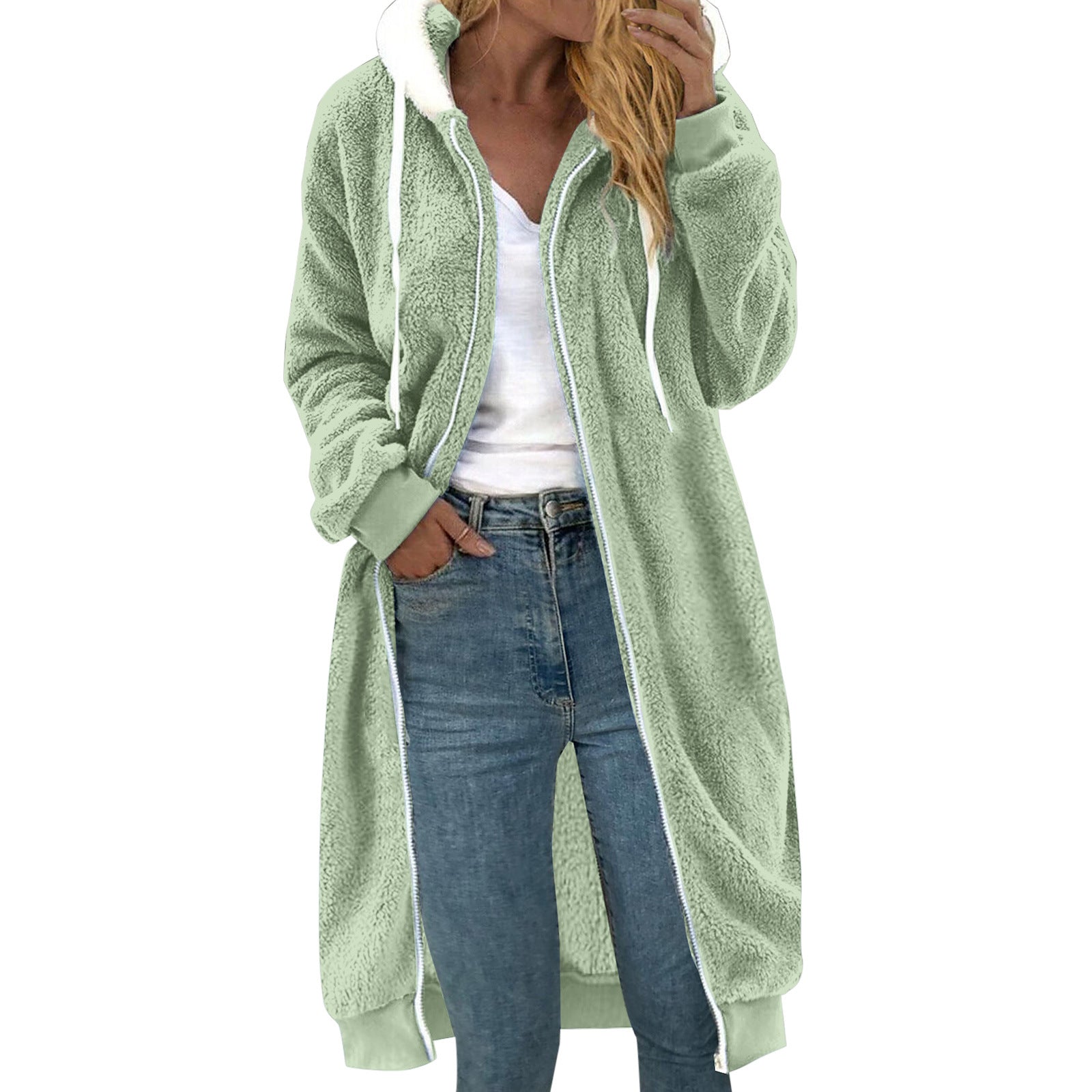 Women's Thick Plush Fur Hooded Coat – Warm Winter Outerwear